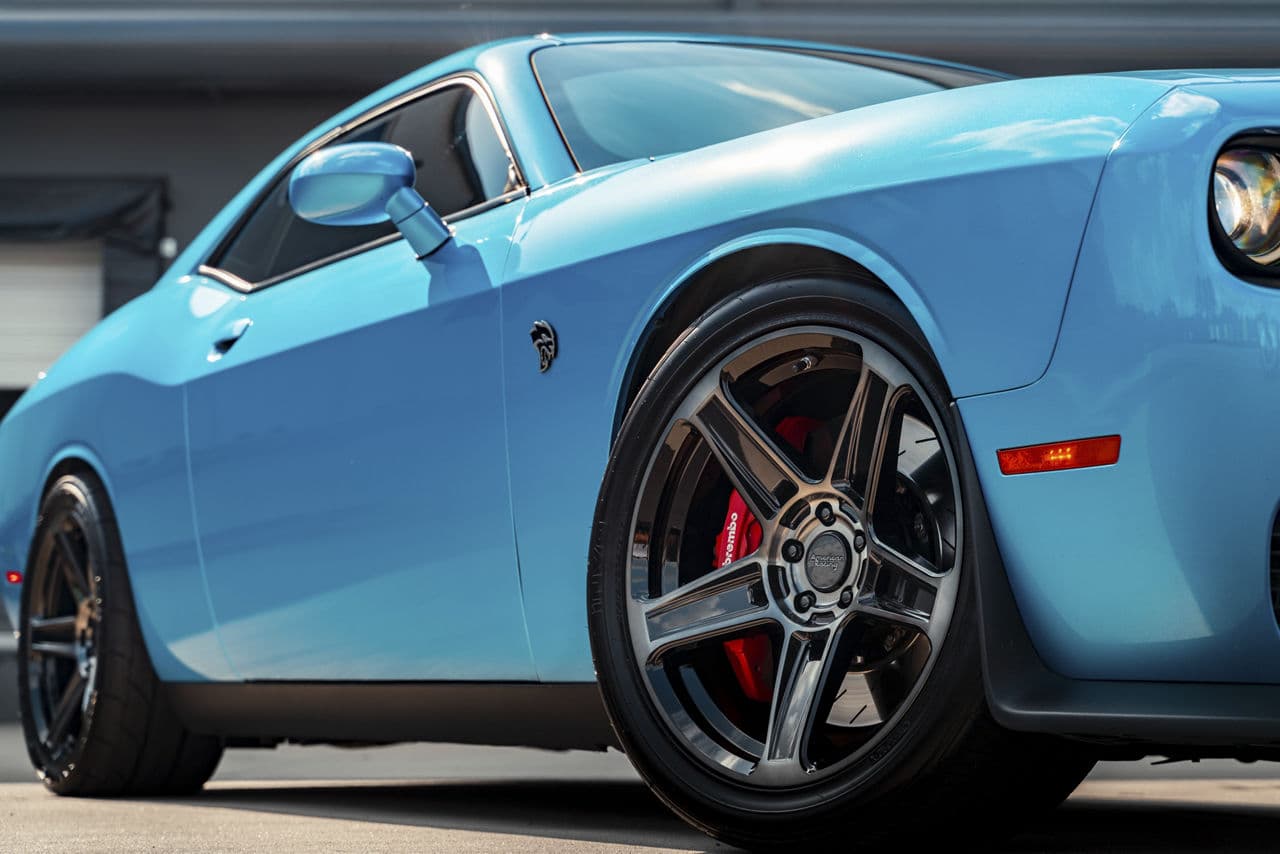 Interior of 2021 Dodge Challenger Hellcat with wheels