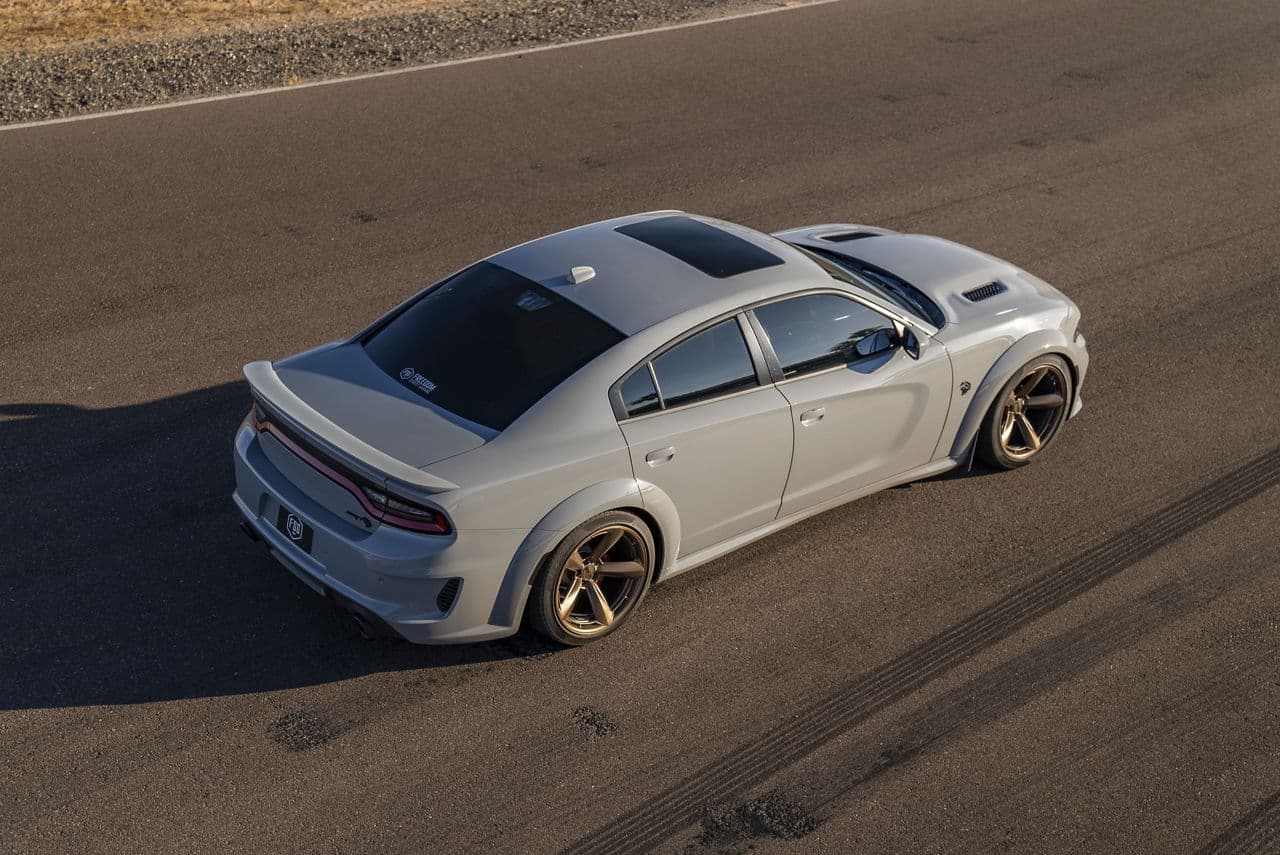 Front view of 2021 Dodge Charger Hellcat with wheels