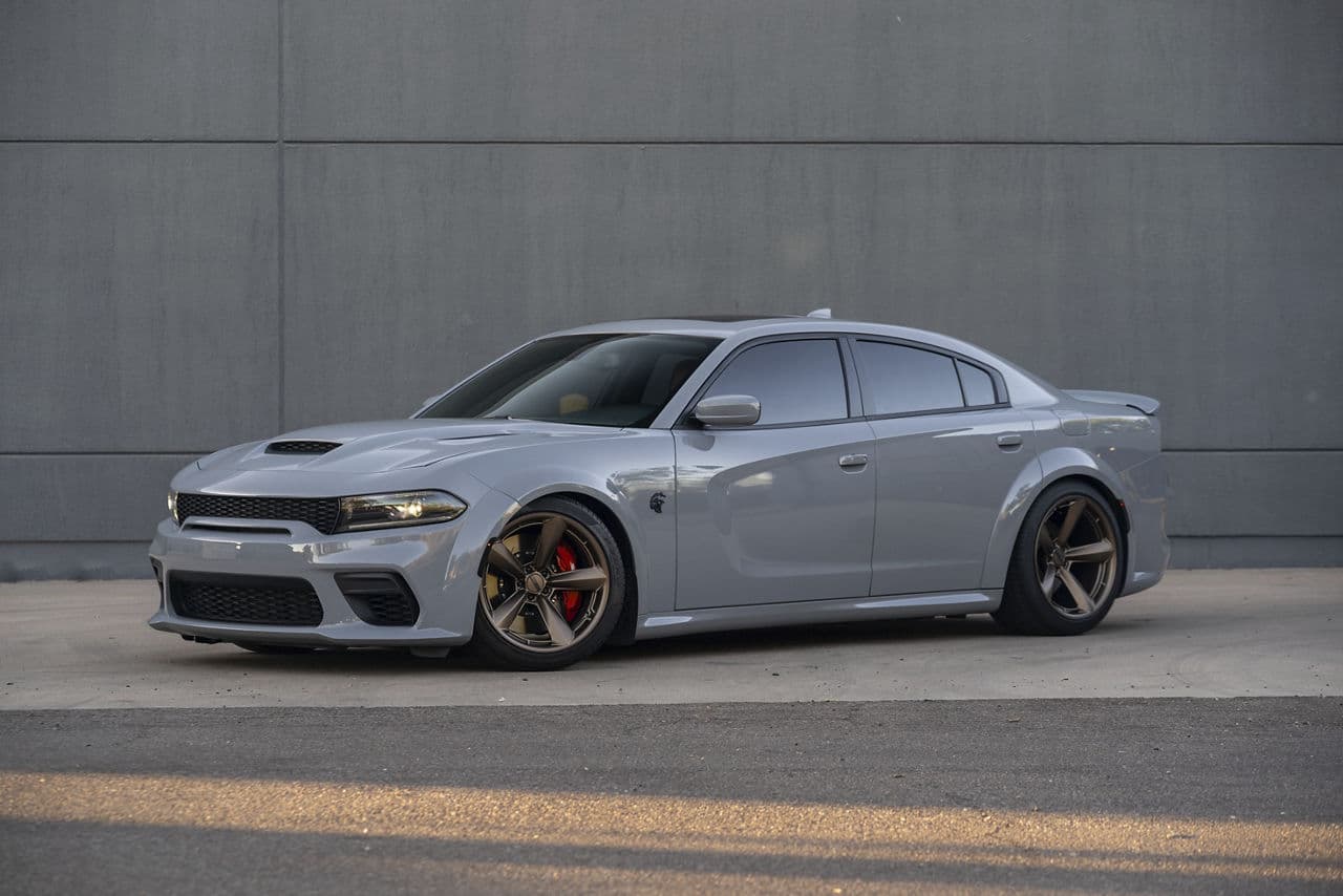 Interior of 2021 Dodge Charger Hellcat with wheels