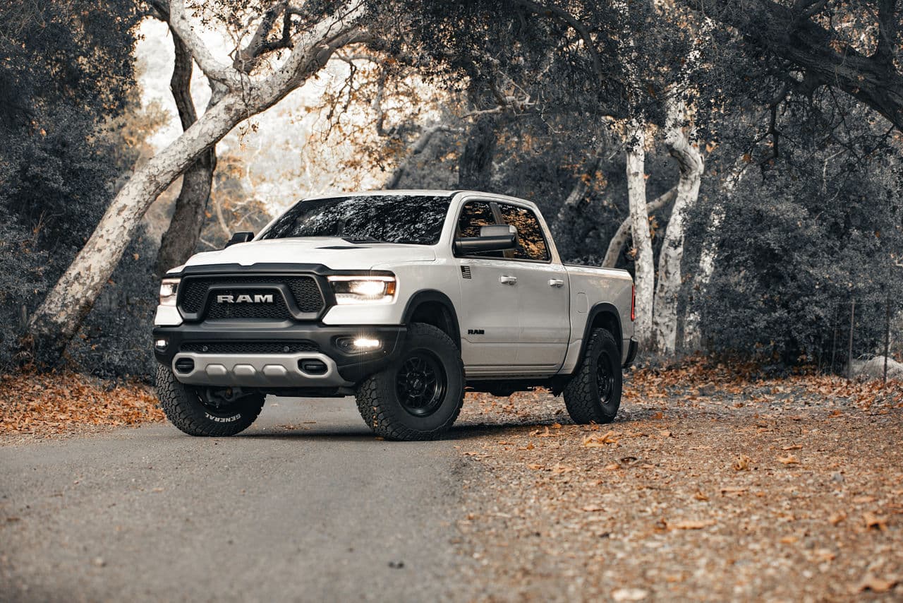 Detail view of 2021 Dodge Ram Rebel with wheels