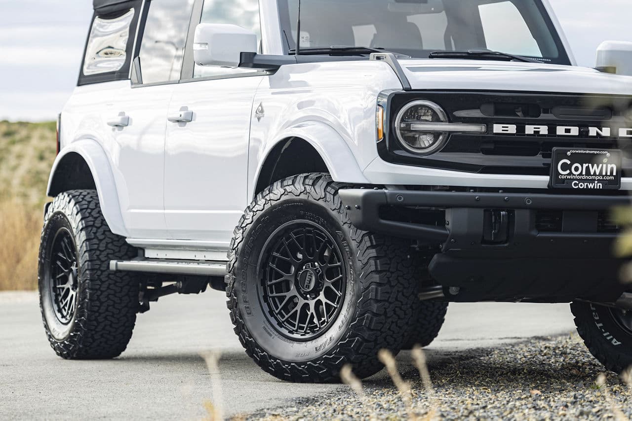 Interior of 2021 Ford Bronco Outer Banks with truck suv wheels