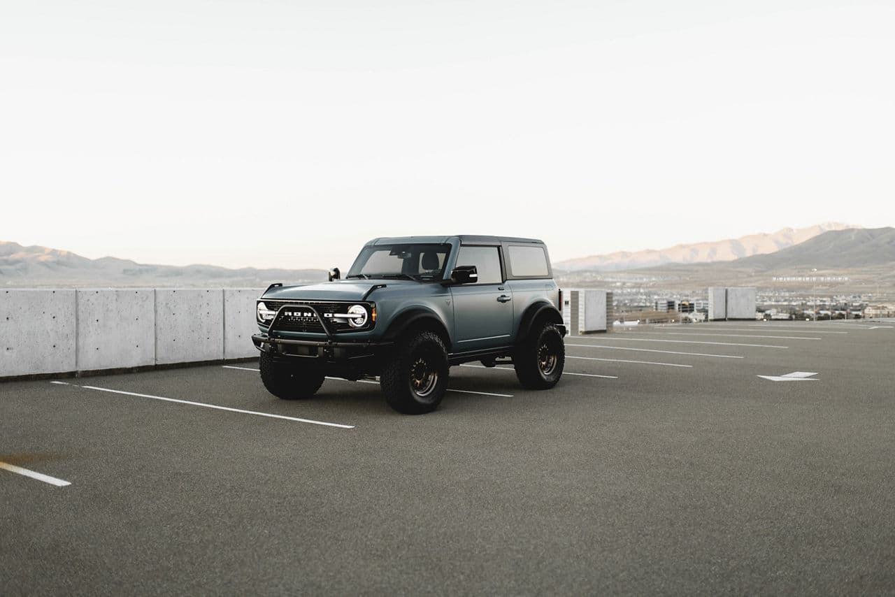 Rear view of 2021 Ford Bronco with truck suv wheels