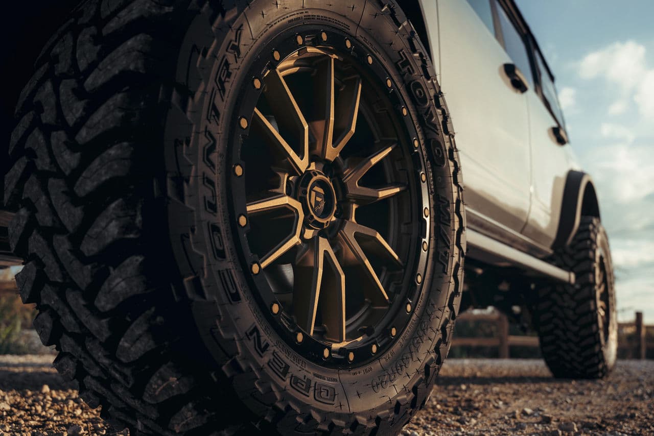 Detail view of 2021 Ford Bronco with truck suv wheels