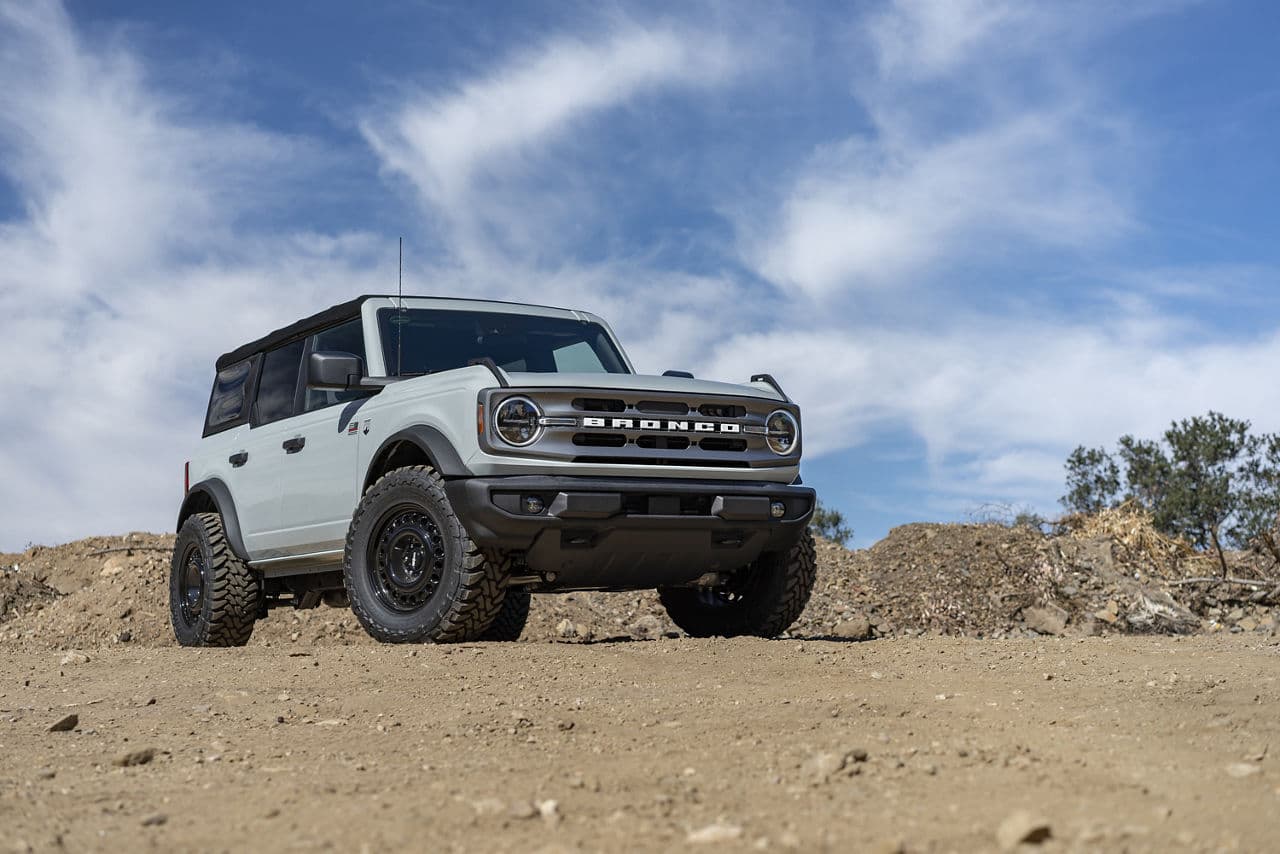 Rear view of 2021 Ford Bronco with truck suv wheels
