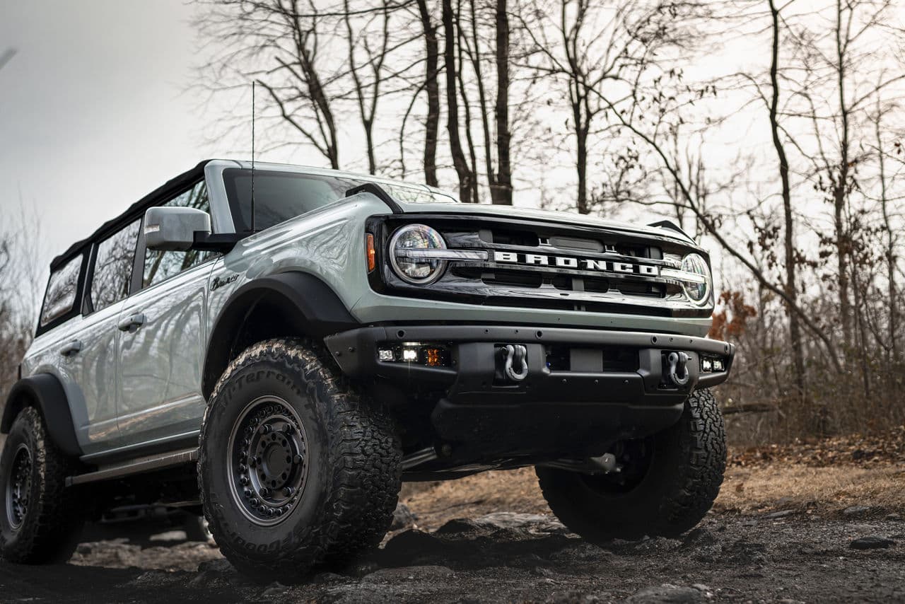 Rear view of 2021 Ford Bronco with wheels