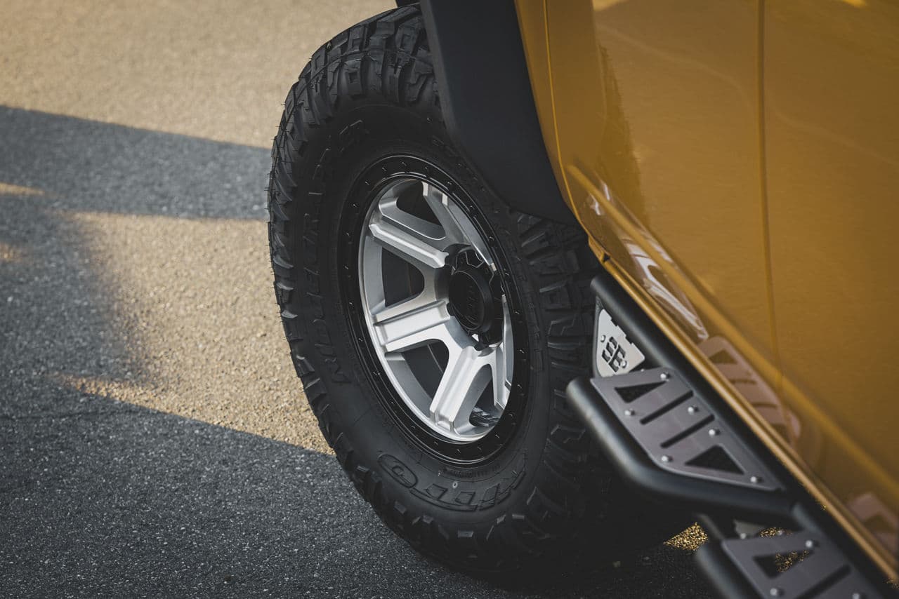 Side profile of 2021 Ford Bronco with wheels