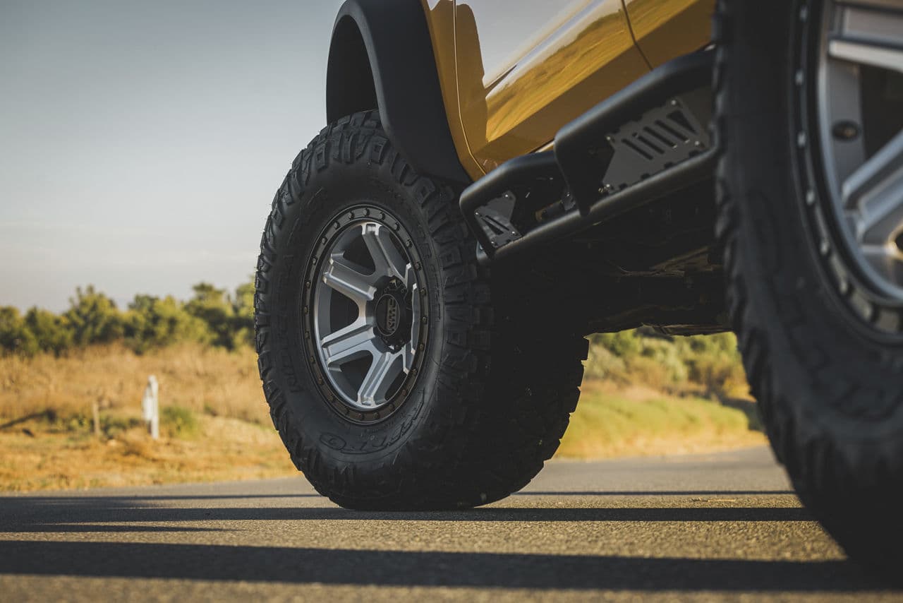 Rear view of 2021 Ford Bronco with wheels