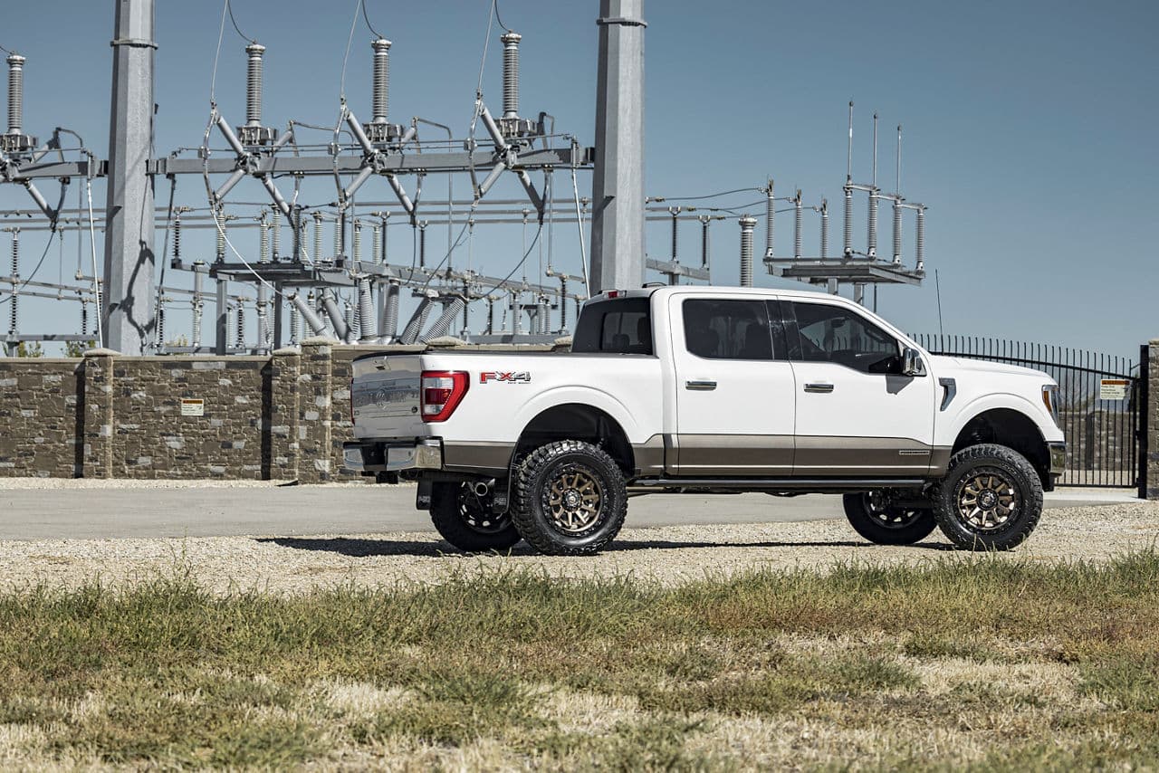 Side profile of 2021 Ford F150 King Ranch with wheels