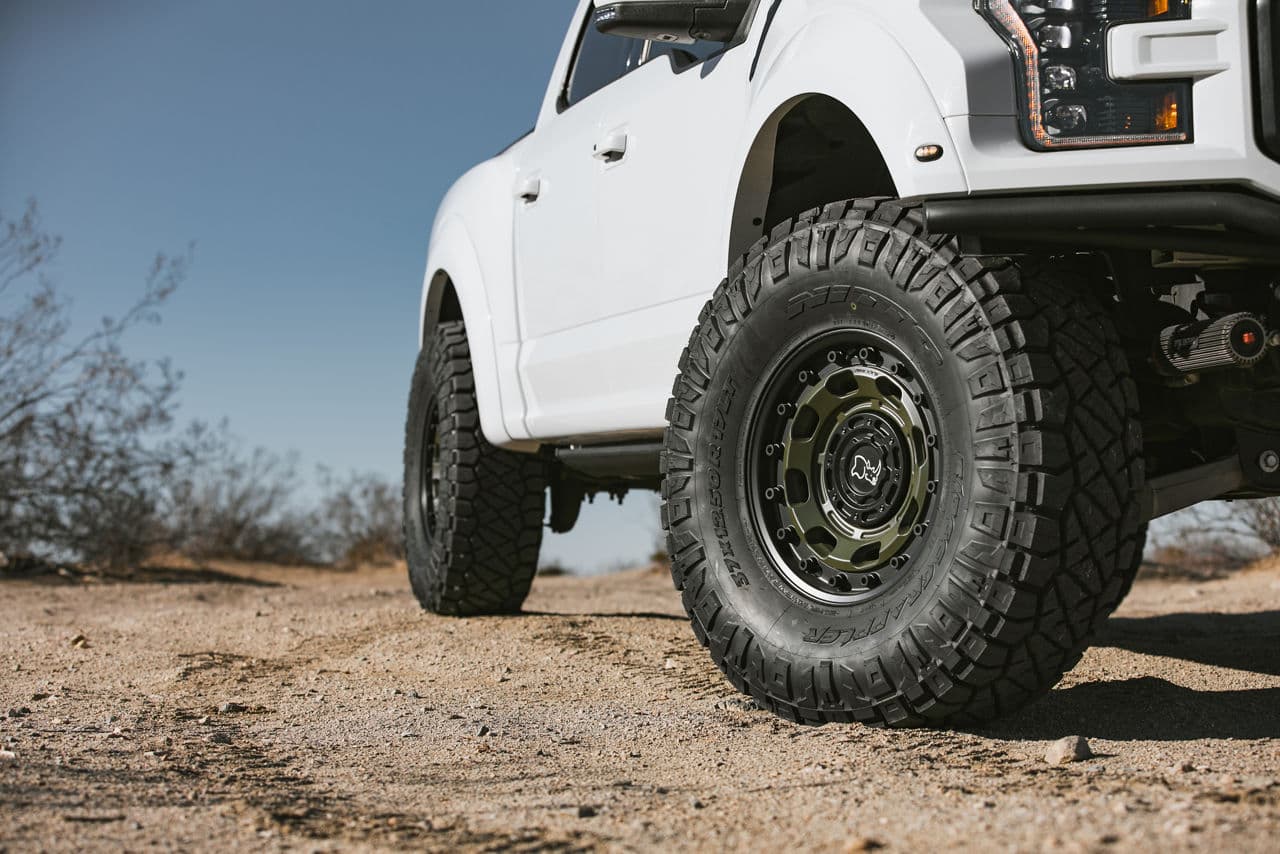 Detail view of 2021 Ford F150 Raptor with wheels