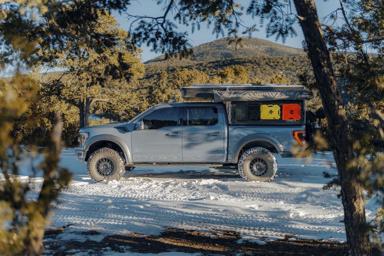 Rear view of 2021 Ford F150 Raptor with wheels
