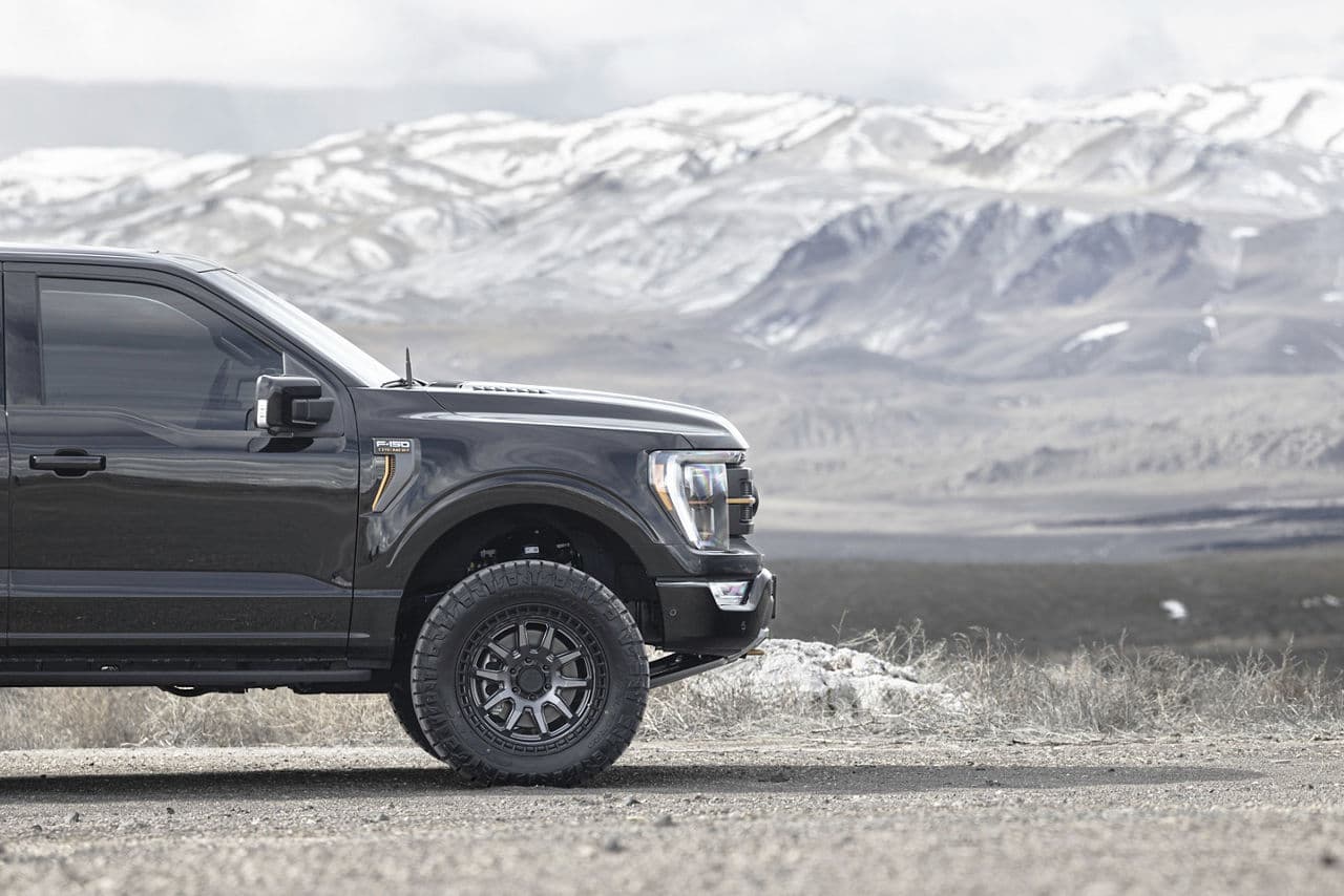 Side profile of 2021 Ford F150 Tremor with wheels