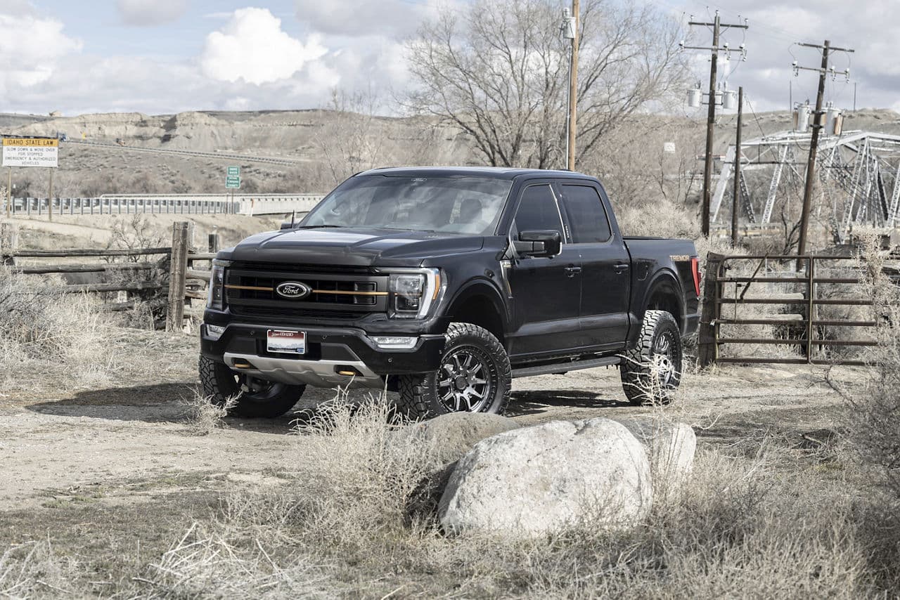 Rear view of 2021 Ford F150 Tremor with wheels