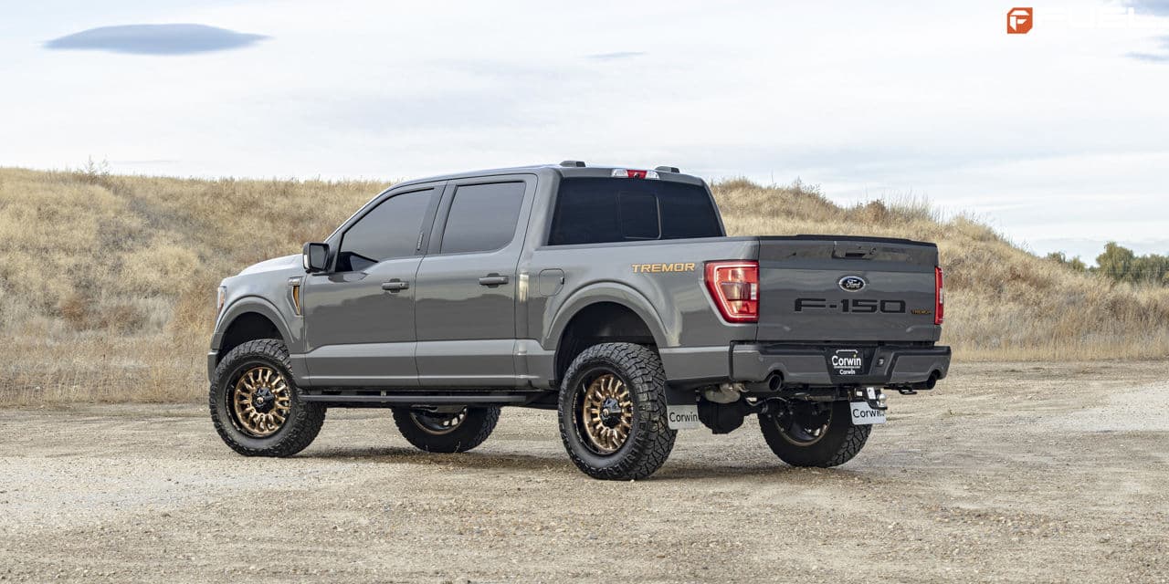 Front view of 2021 Ford F150 Tremor with wheels