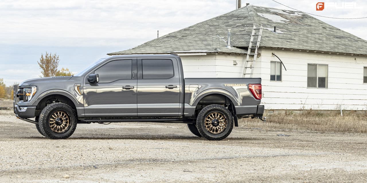 Side profile of 2021 Ford F150 Tremor with wheels