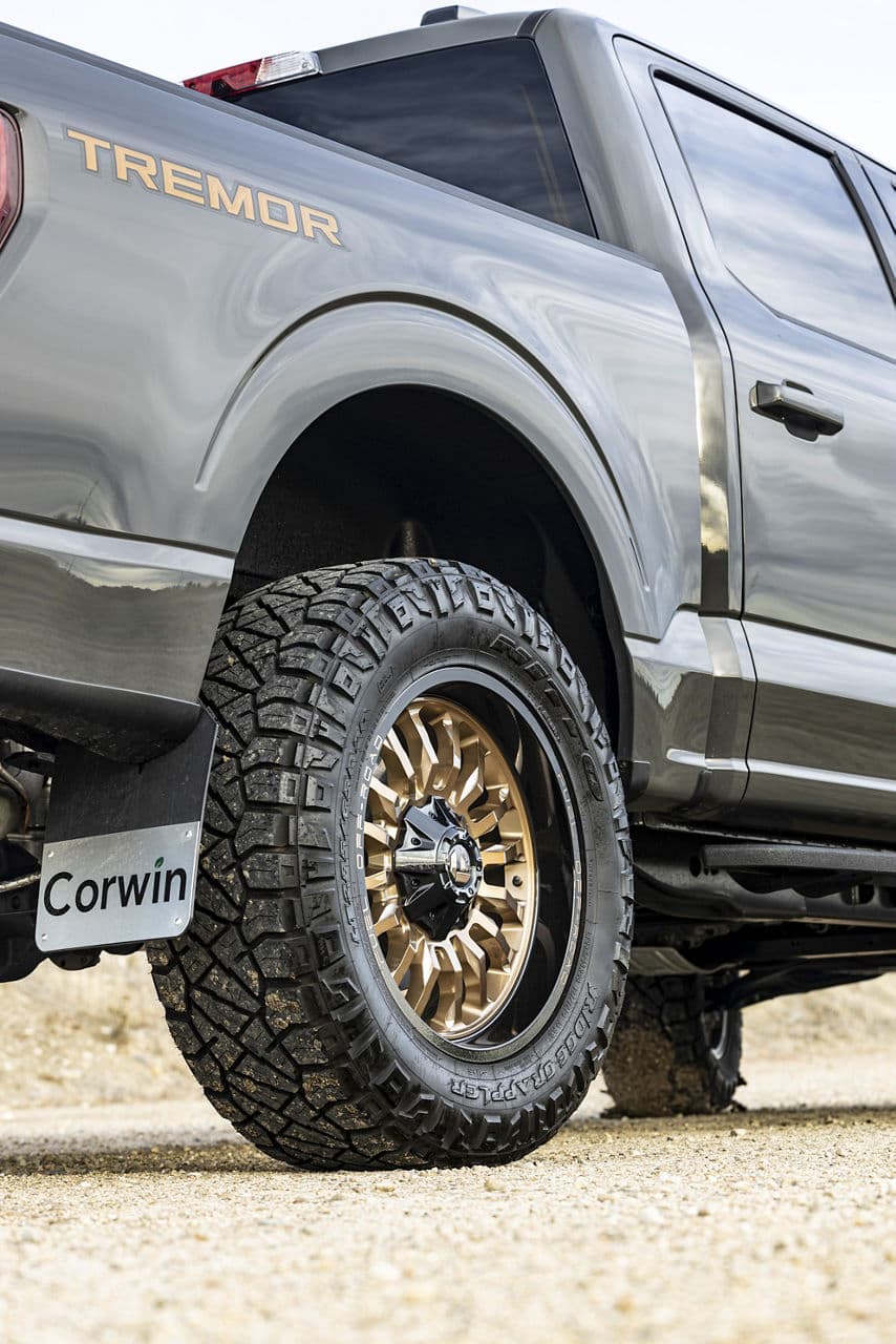 Detail view of 2021 Ford F150 Tremor with wheels