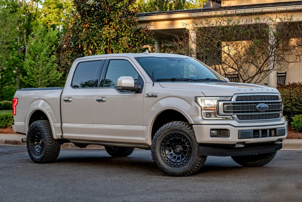 Front view of 2021 Ford F150 with truck suv wheels