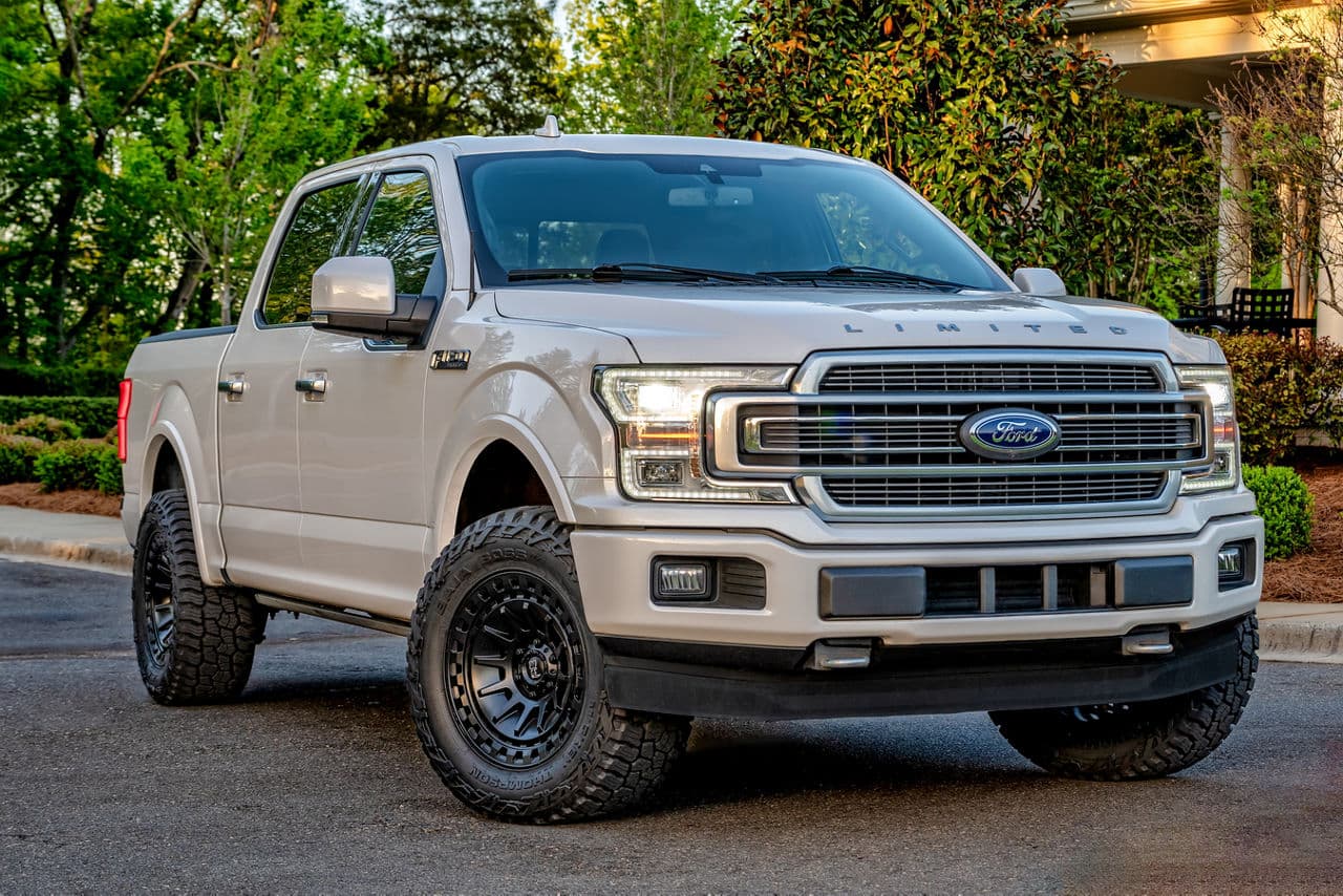 Rear view of 2021 Ford F150 with truck suv wheels