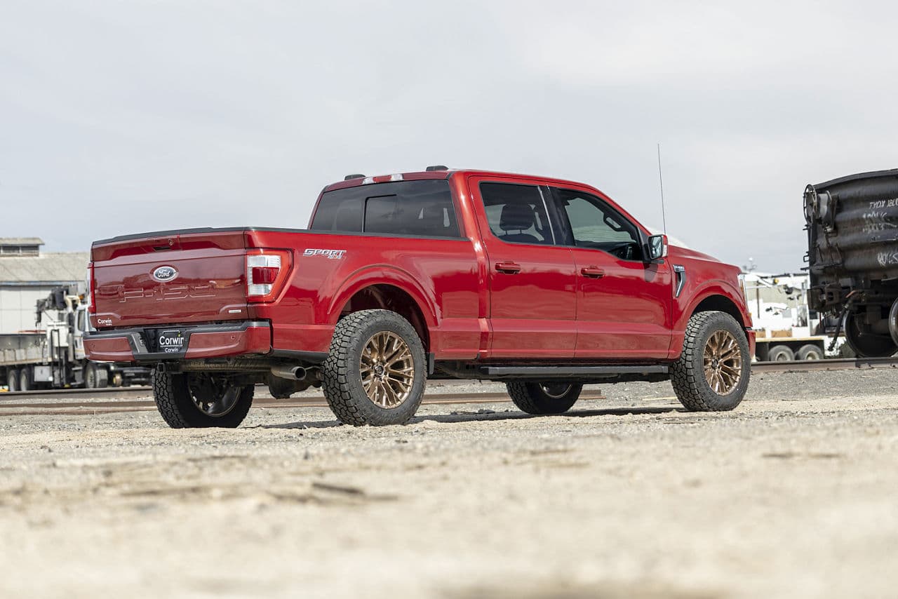 Rear view of 2021 Ford F150 with truck suv wheels