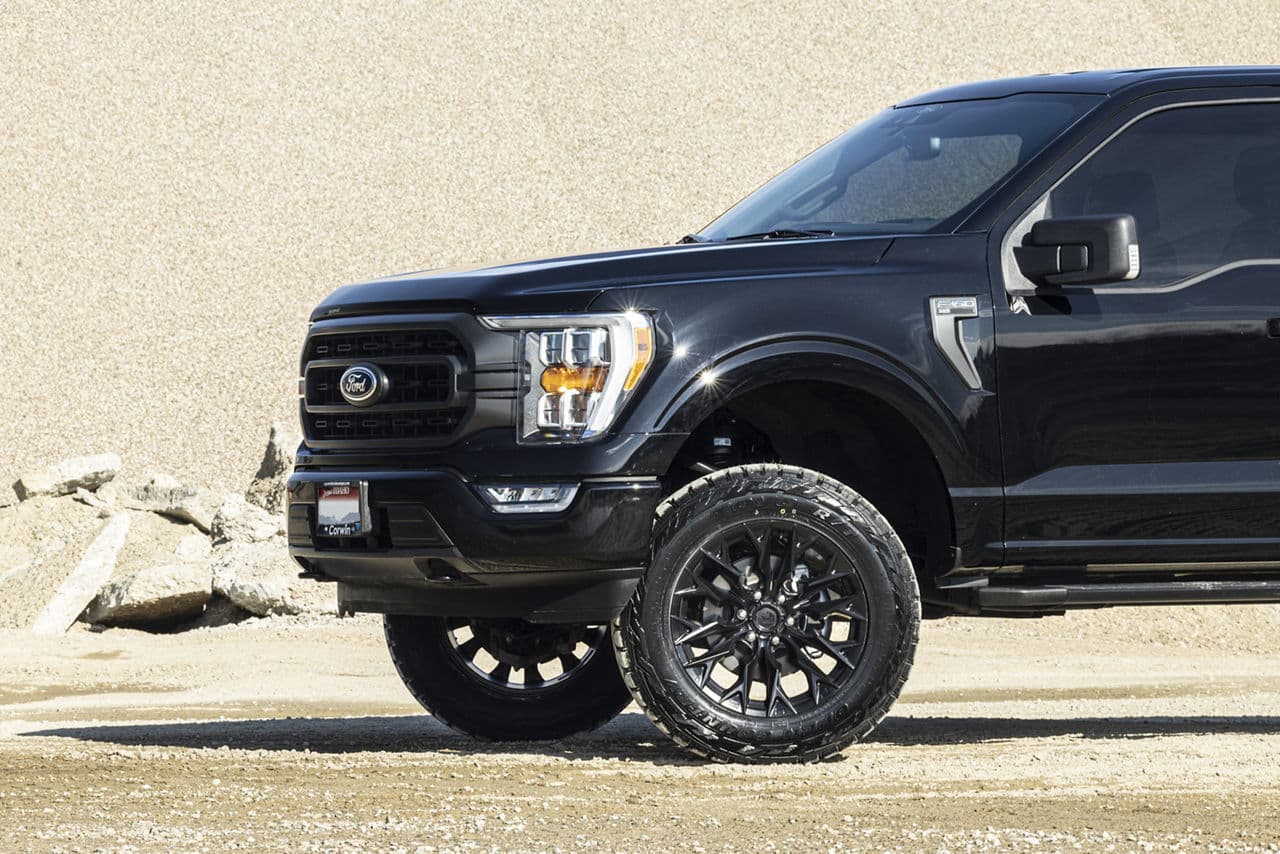 Interior of 2021 Ford F150 Sport with wheels