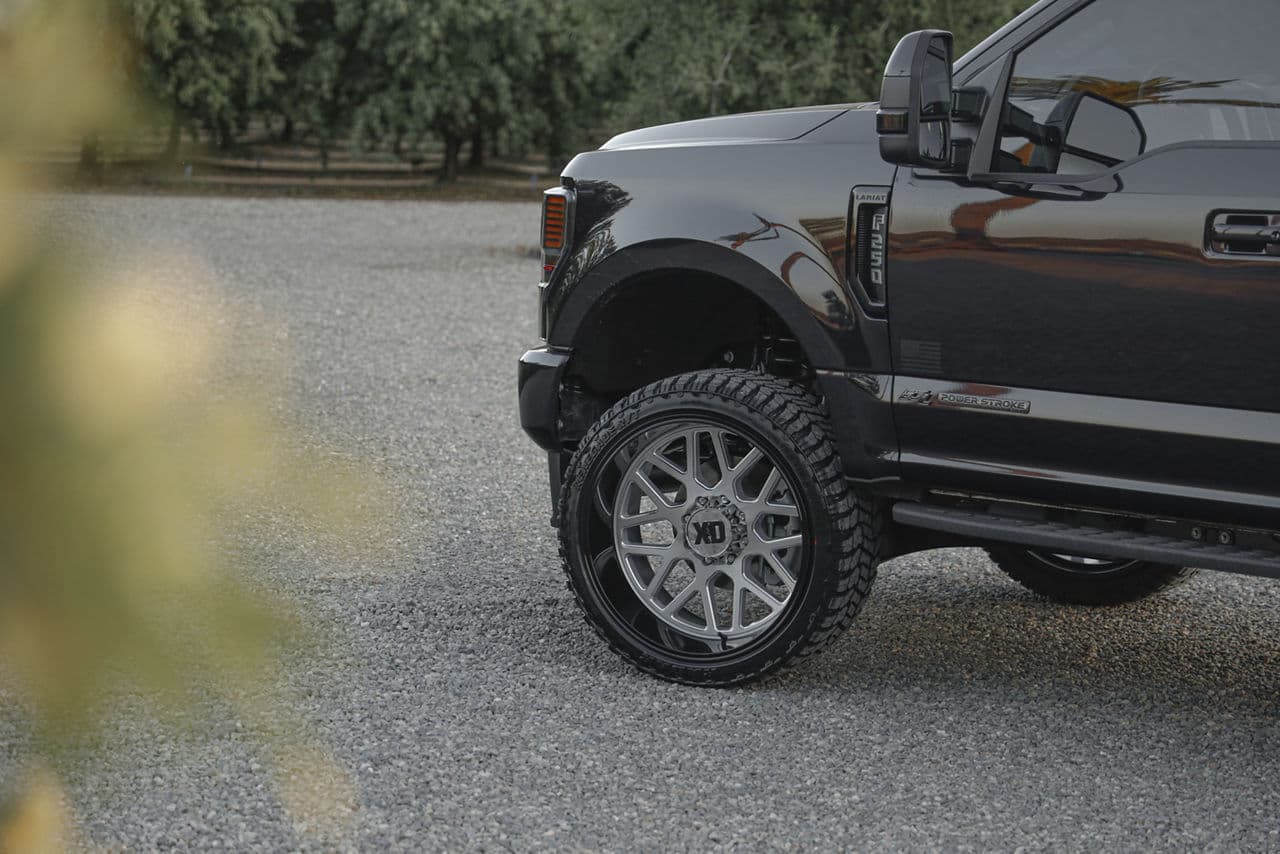 Side profile of 2021 Ford F250 with truck suv wheels