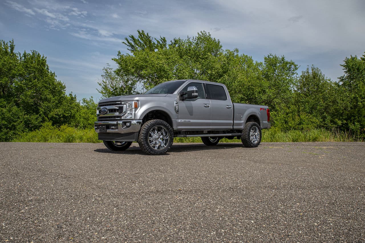 Front view of 2021 Ford F250 with truck suv wheels
