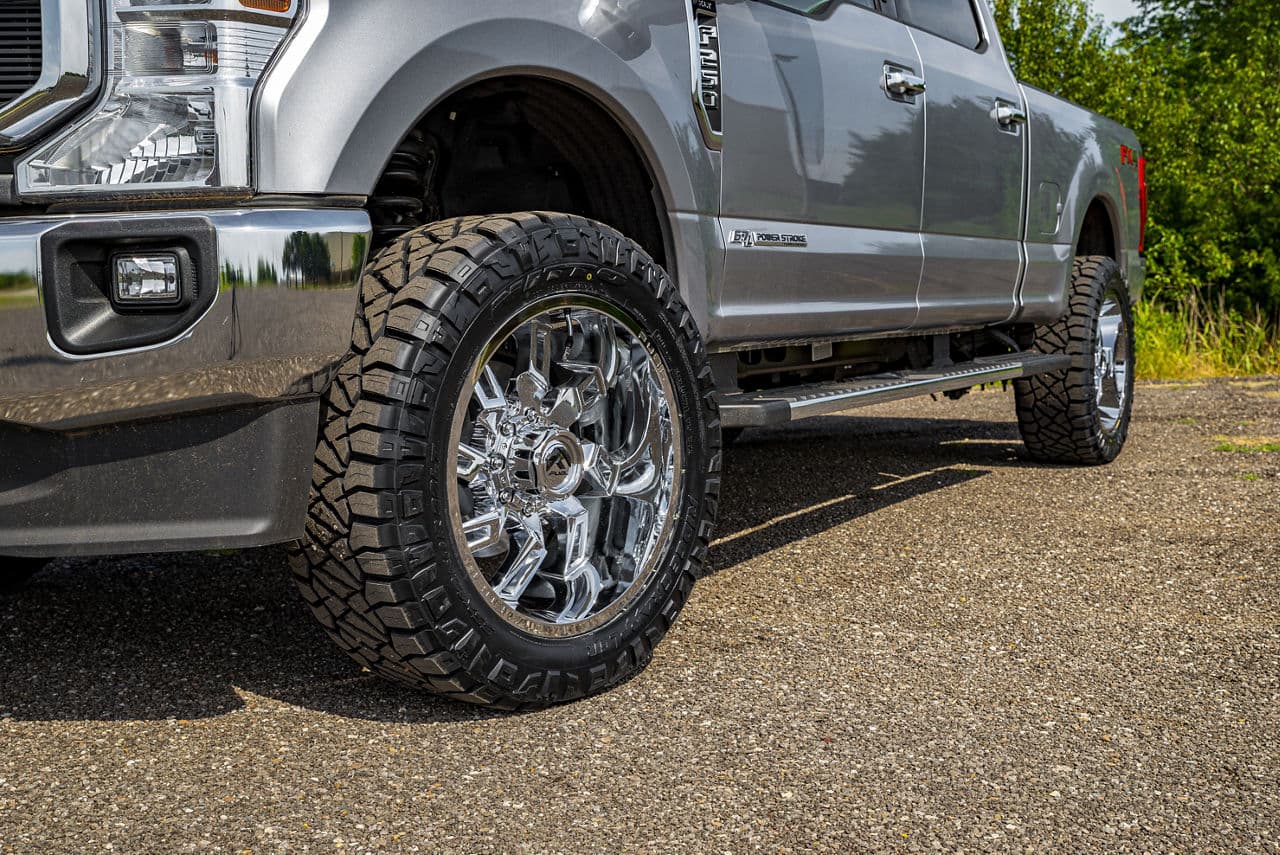 Side profile of 2021 Ford F250 with truck suv wheels