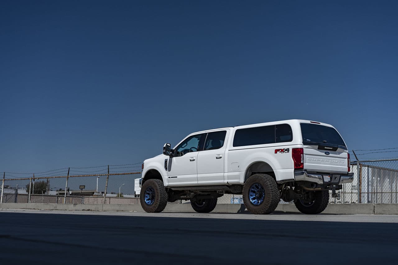 Rear view of 2021 Ford F250 with wheels
