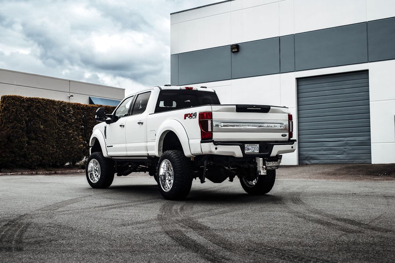 Rear view of 2021 Ford F350 with wheels
