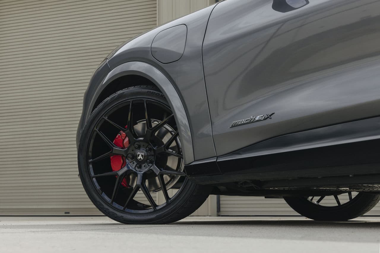 Interior of 2021 Ford Mustang Mach E with wheels