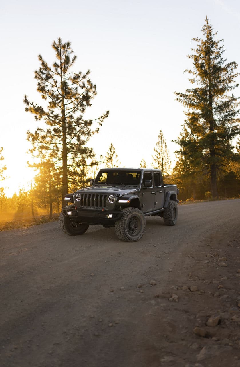 Interior of 2021 Jeep Gladiator with wheels
