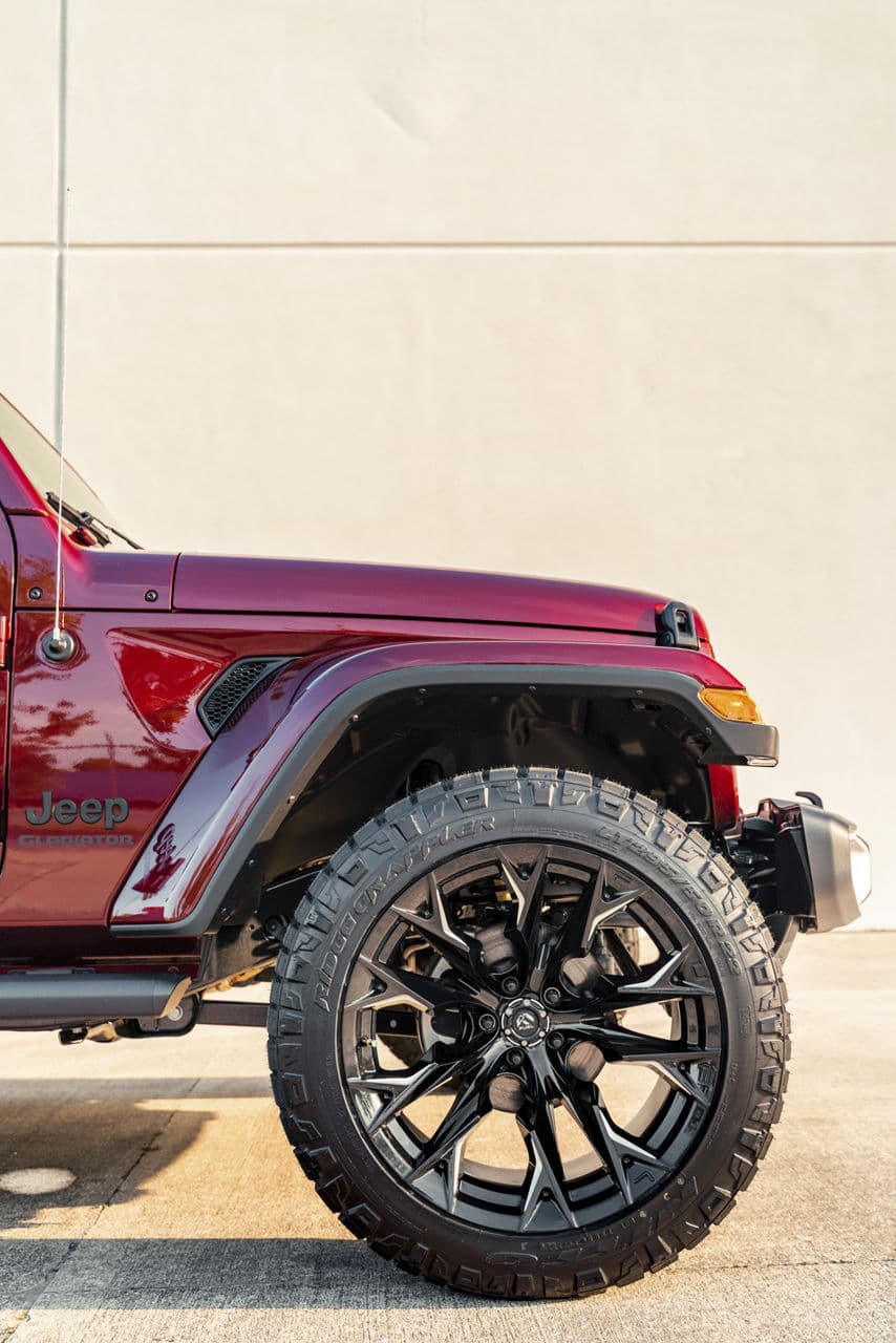 Rear view of 2021 Jeep Gladiator with wheels