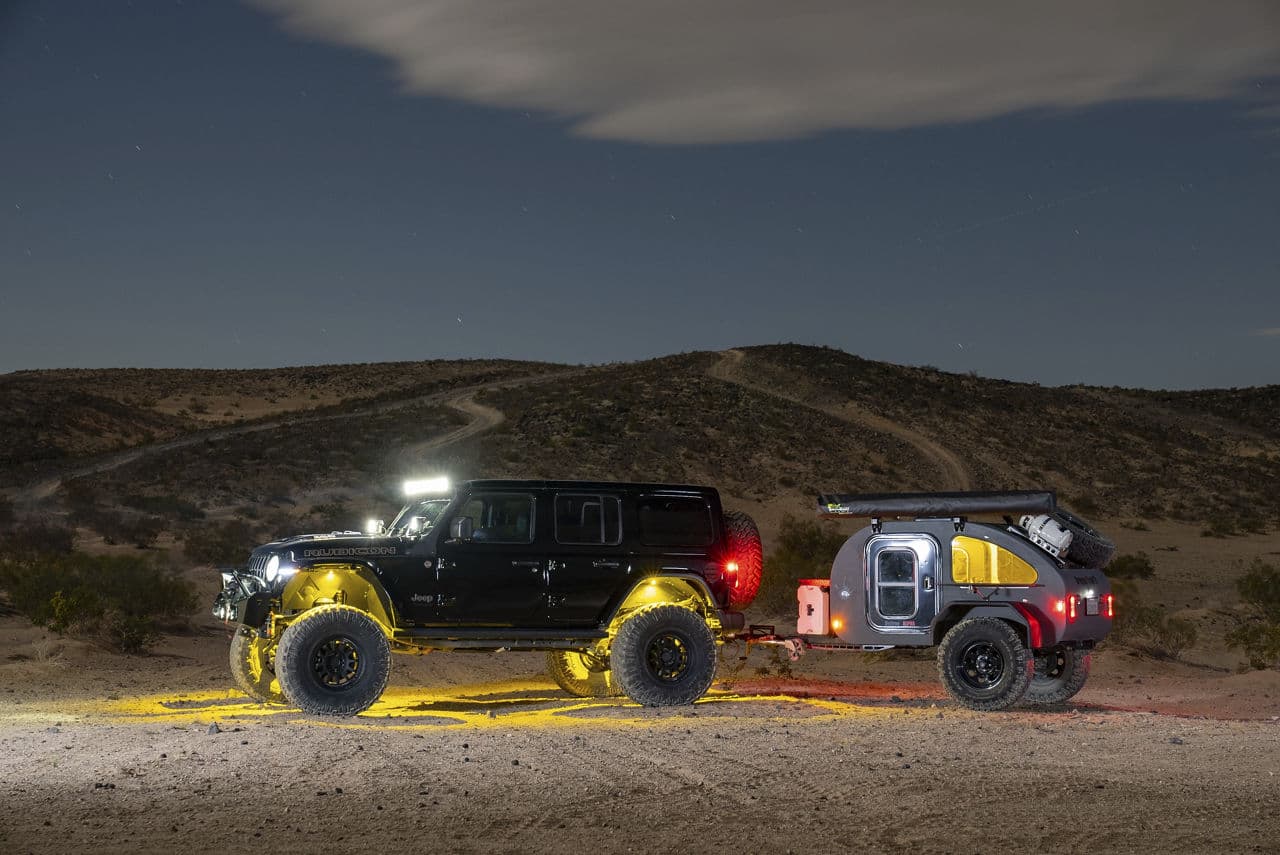 Interior of 2021 Jeep Wrangler with custom wheels and tires