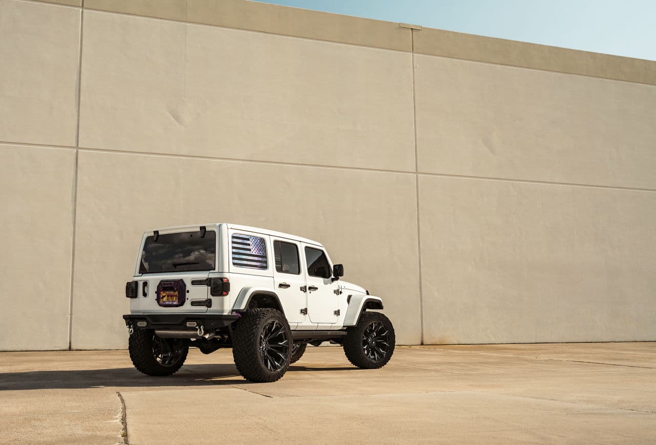 Interior of 2021 Jeep Wrangler with truck suv wheels