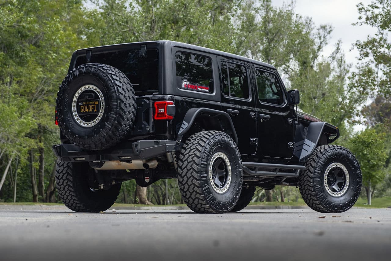 Interior of 2021 Jeep Wrangler with wheels