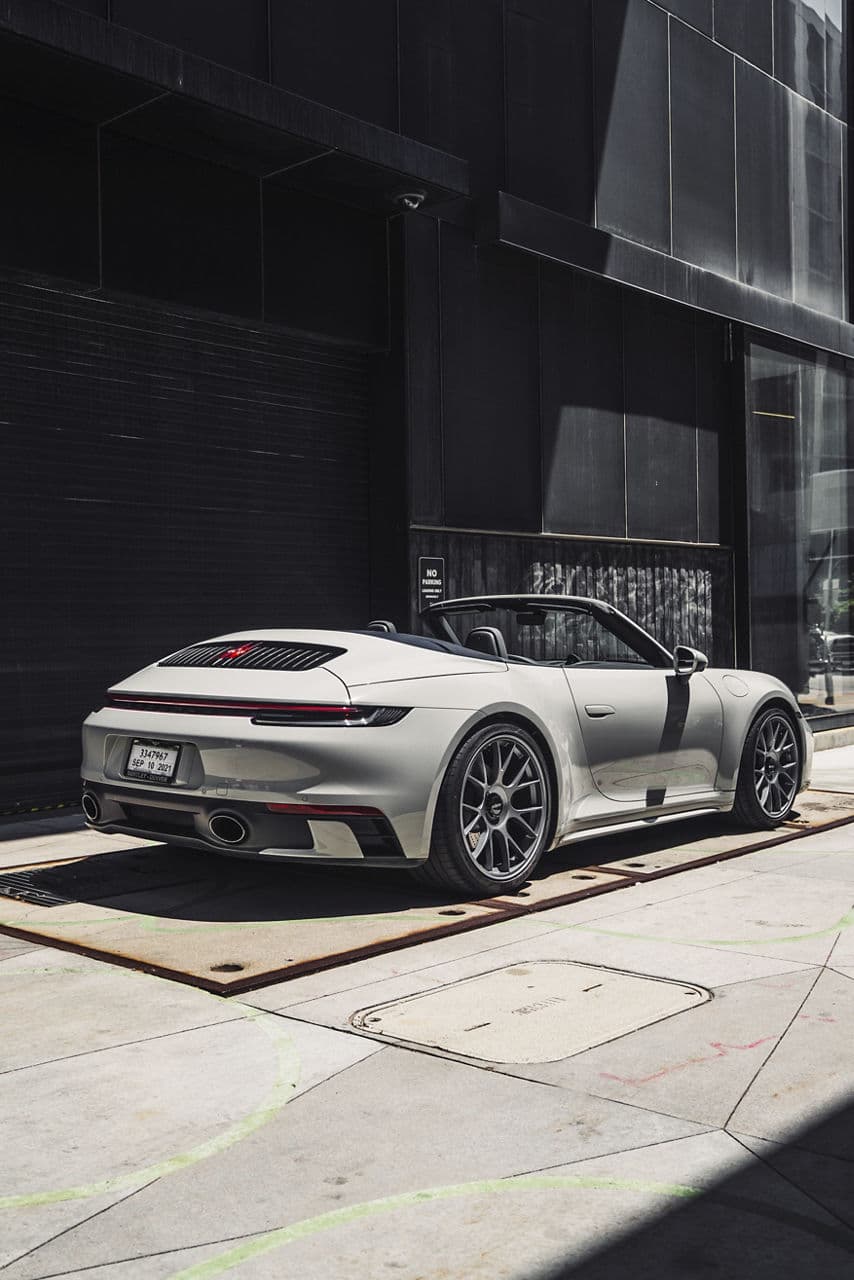 Detail view of 2021 Porsche 992 with wheels