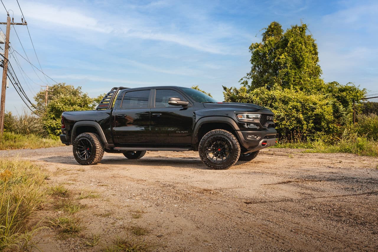 Rear view of 2021 Ram 1500 TRX with wheels