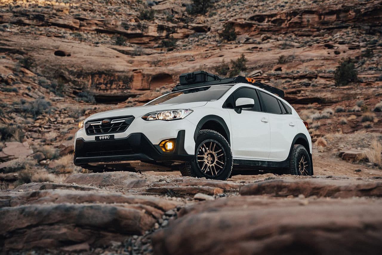 Side profile of 2021 Subaru Crosstrek with wheels