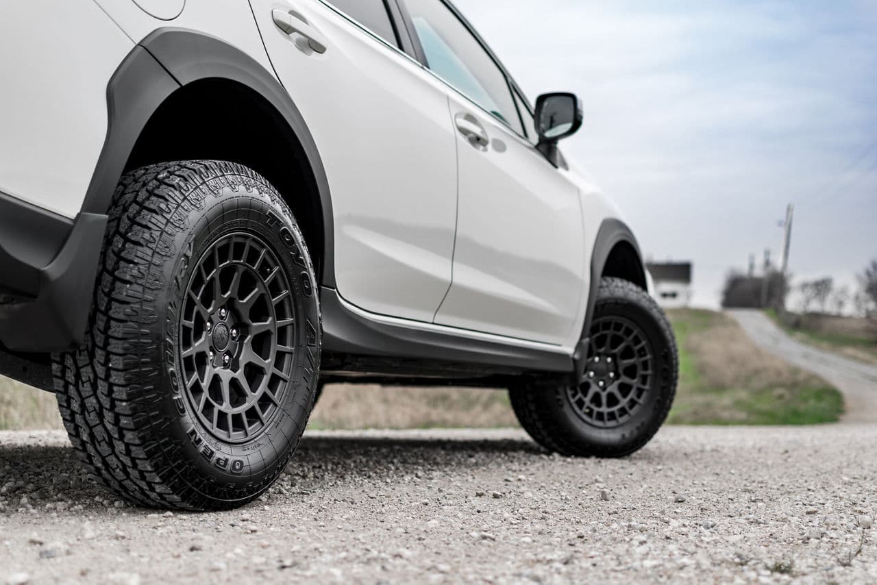 Rear view of 2021 Subaru Crosstrek with wheels