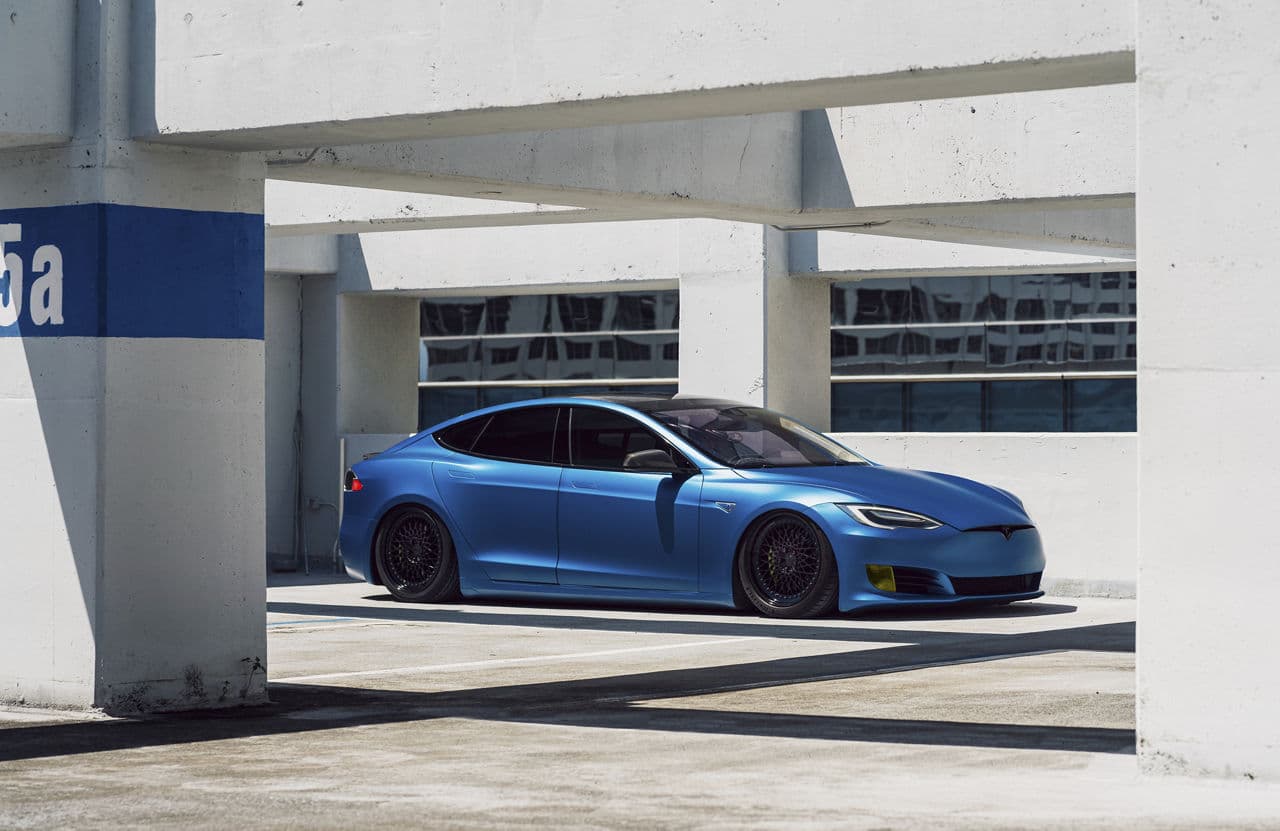 Interior of 2021 Tesla Model S with wheels