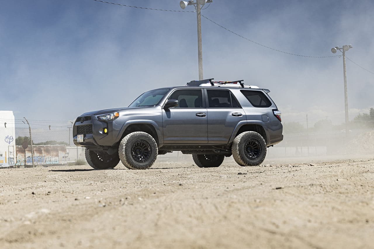 Front view of 2021 Toyota 4Runner with custom wheels and tires