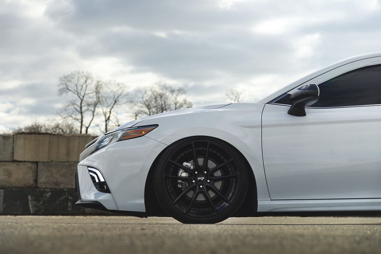 Side profile of 2021 Toyota Camry with wheels