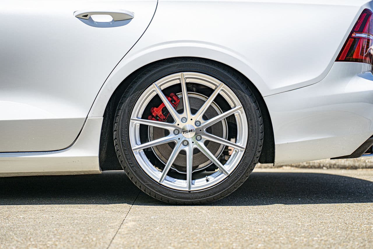 Rear view of 2021 Volvo S60 with wheels