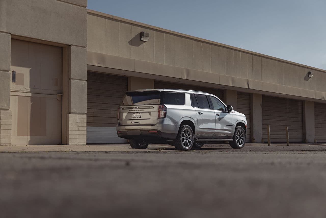 Rear view of 2022 Chevrolet Suburban with wheels