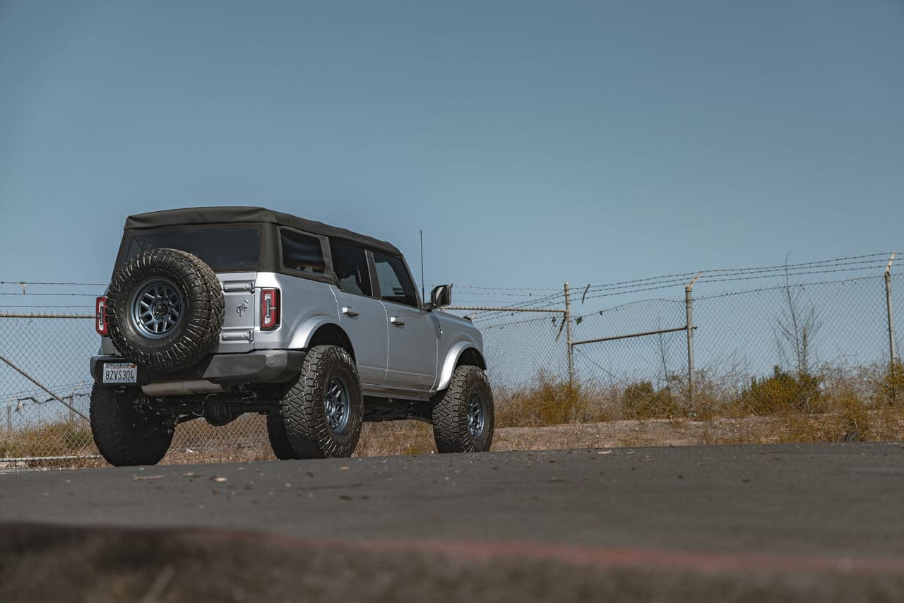 Rear view of 2022 Ford Bronco Outer Banks with wheels