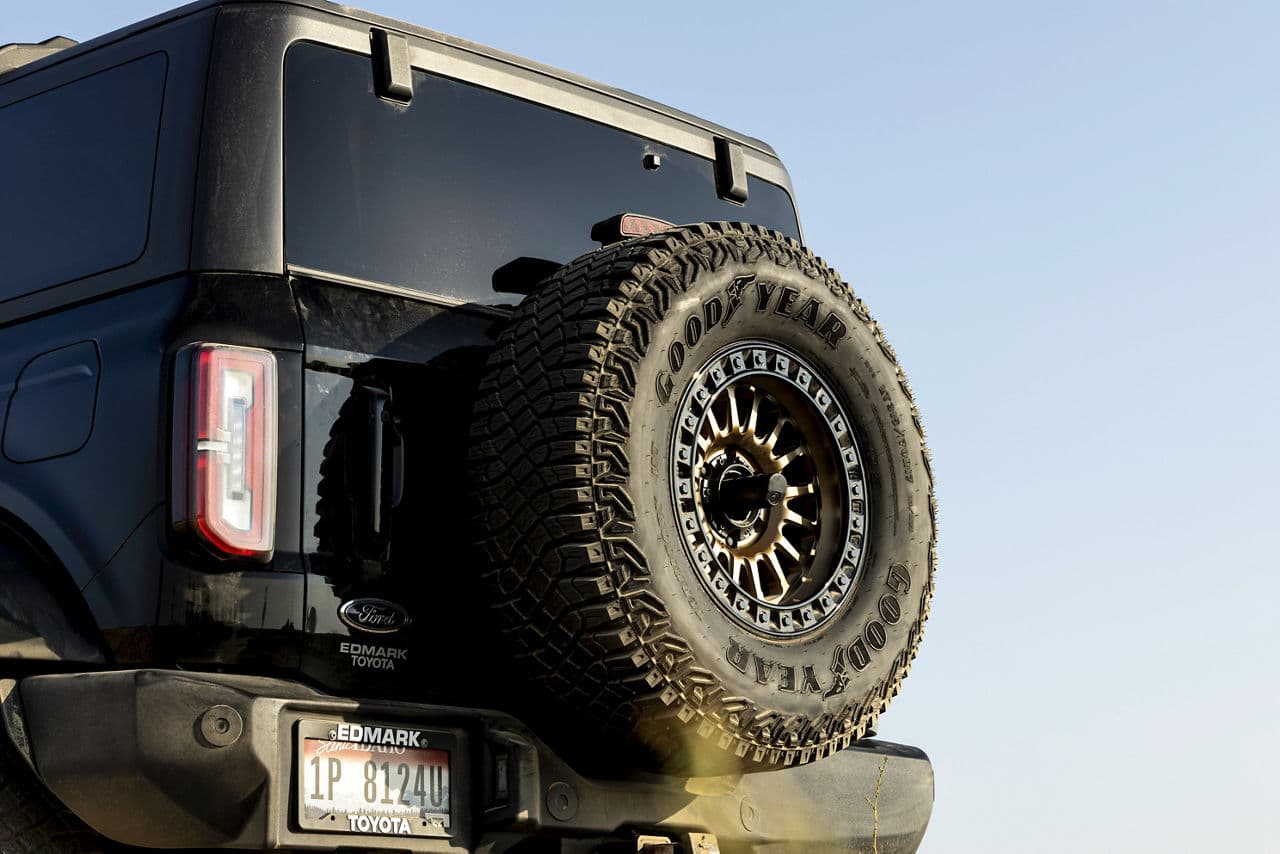 Interior of 2022 Ford Bronco with wheels