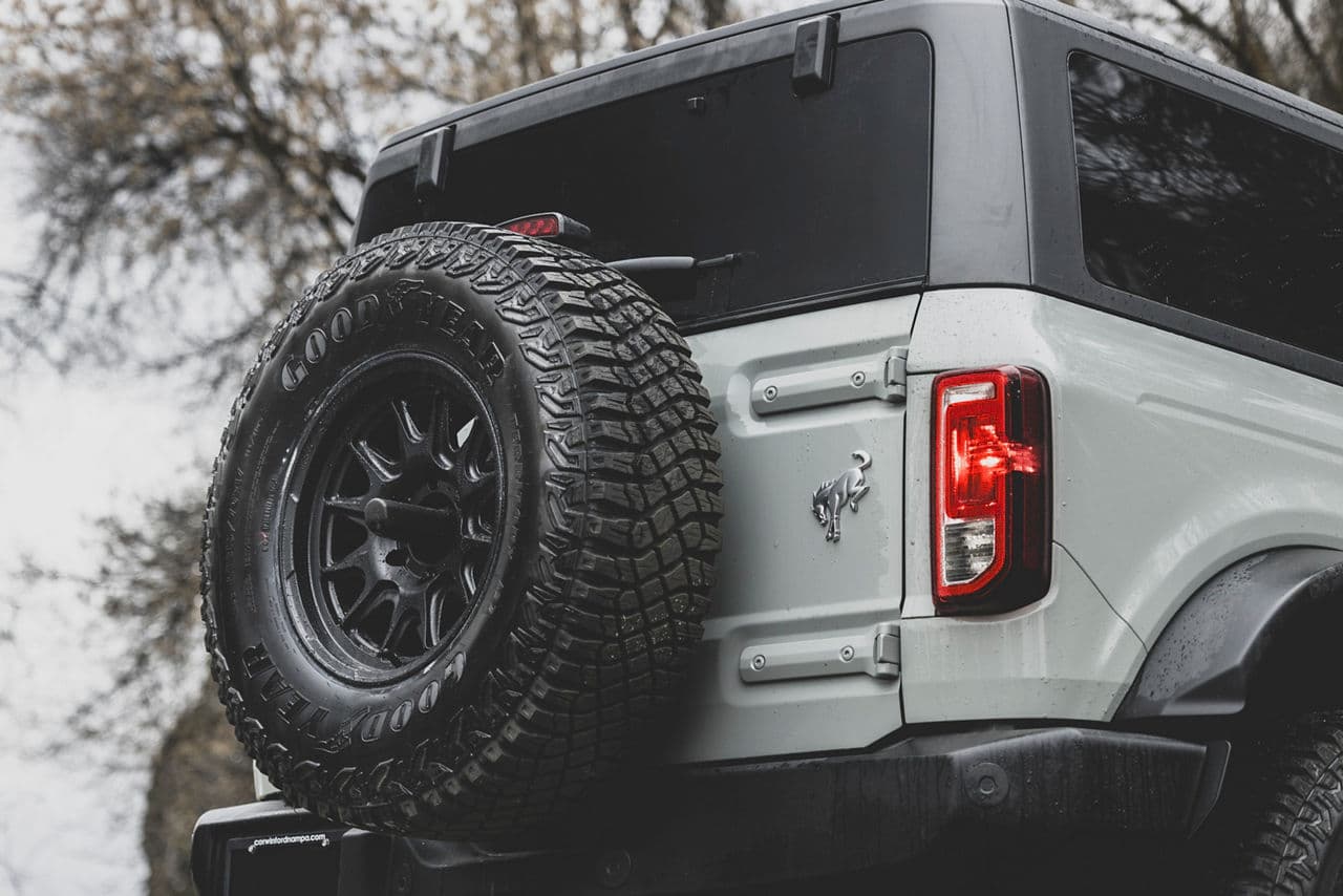 Rear view of 2022 Ford Bronco with wheels