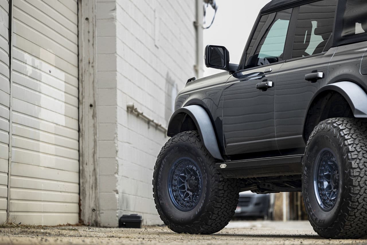 Rear view of 2022 Ford Bronco with wheels