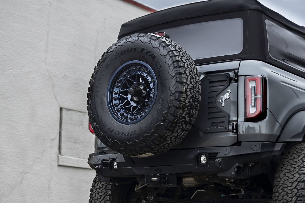 Detail view of 2022 Ford Bronco with wheels