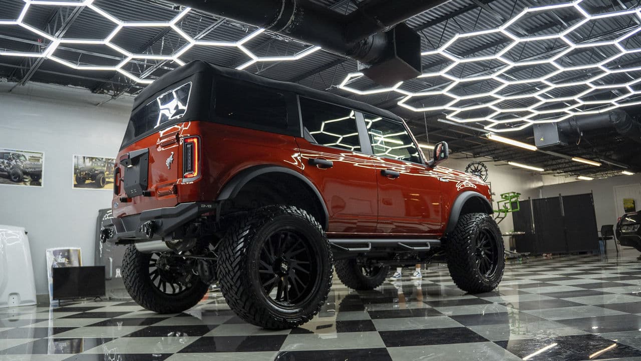 Front view of 2022 Ford Bronco with wheels