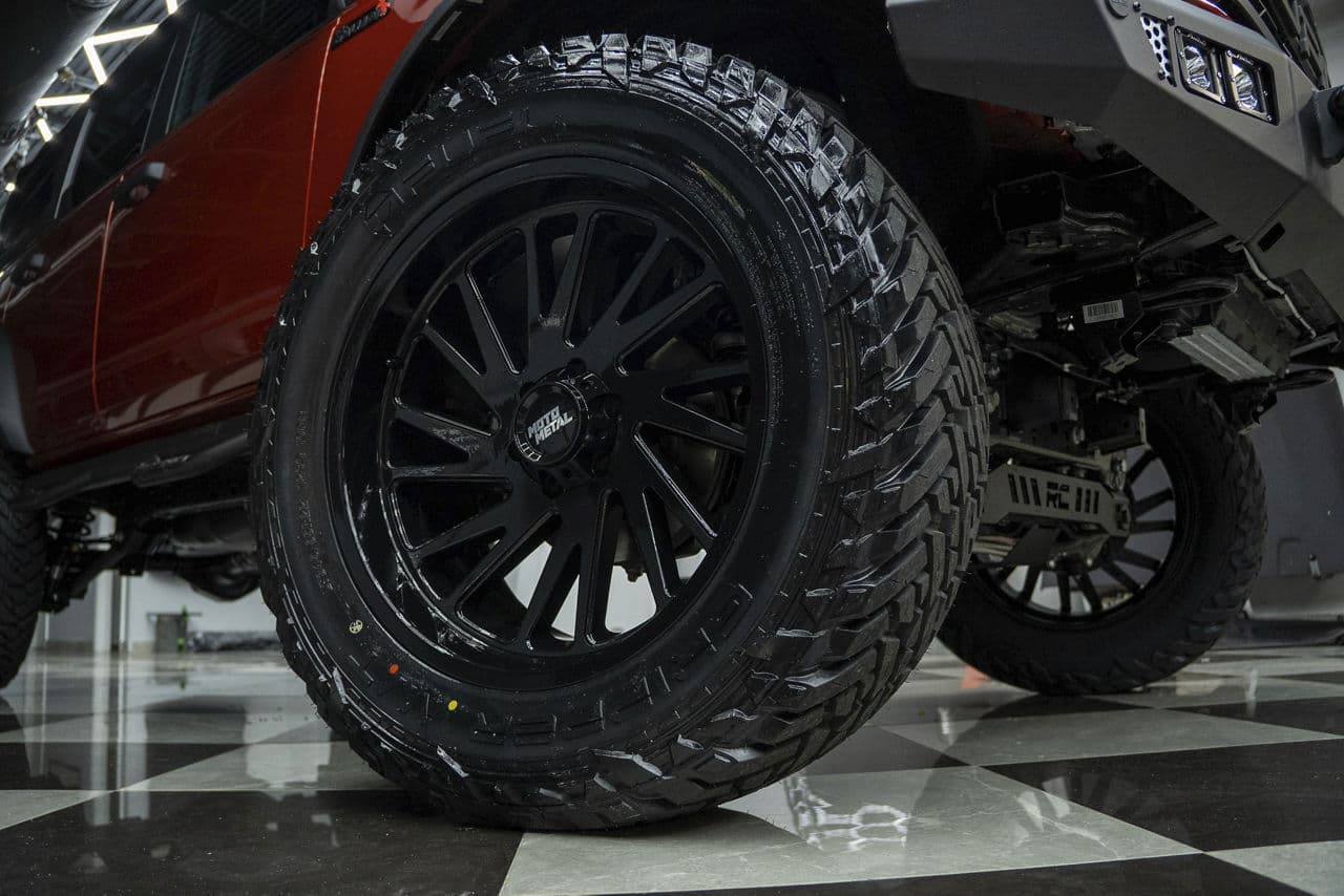 Rear view of 2022 Ford Bronco with wheels